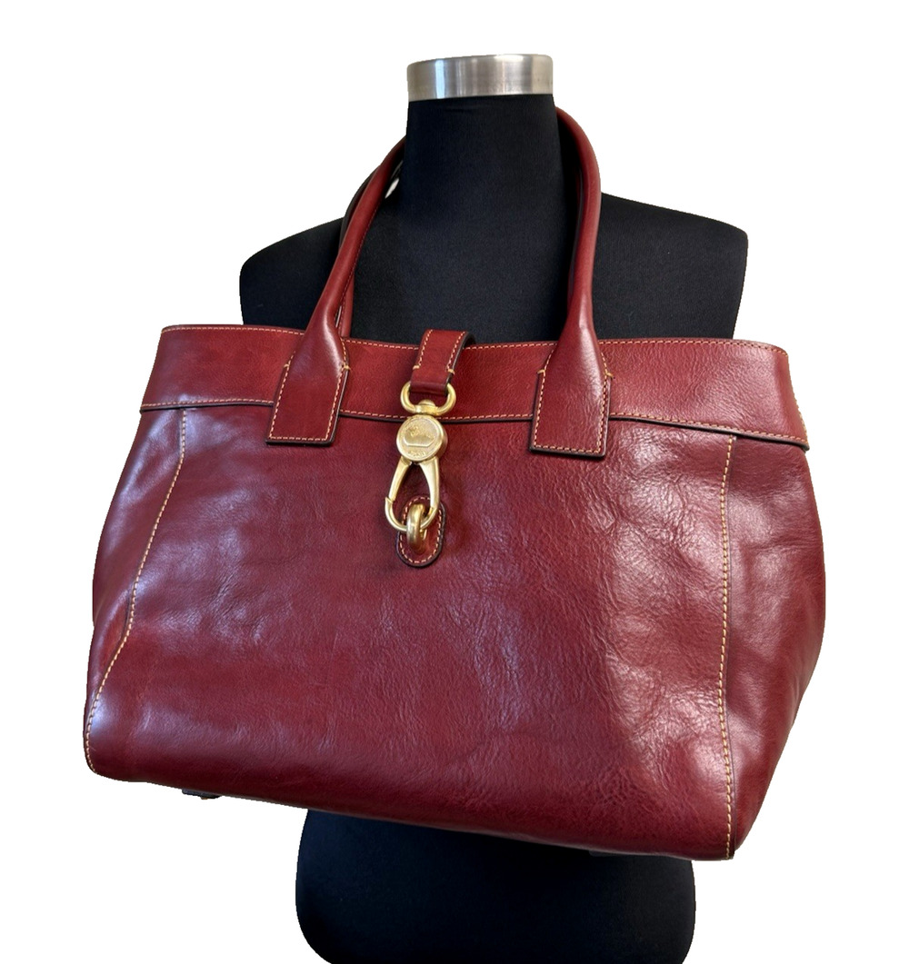 Dooney & Bourke Florentine Amelie Red Leather Tote Satchel Purse Handbag 14"